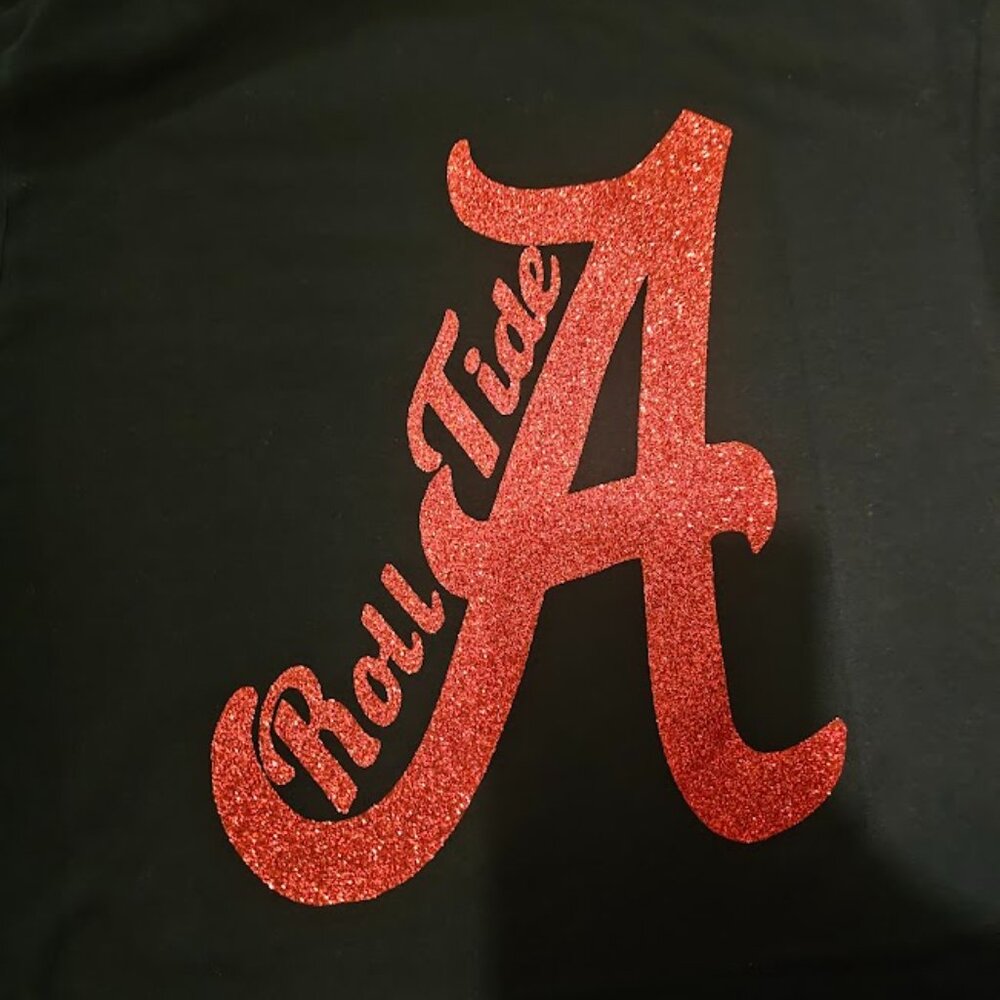 NWT Handmade Glitter Alabama Roll Tide Black Tshirt